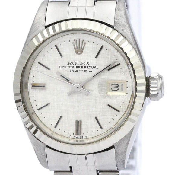 ROLEX Accessories - Vintage ROLEX Oyster Perpetual Date 6917 White Gold Steel Ladies Watch BF561695